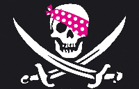 Флаг Череп с розовой повязкой 100х150 см