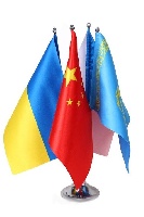 Флагшток настольный стальной хромированный, 4 штоков